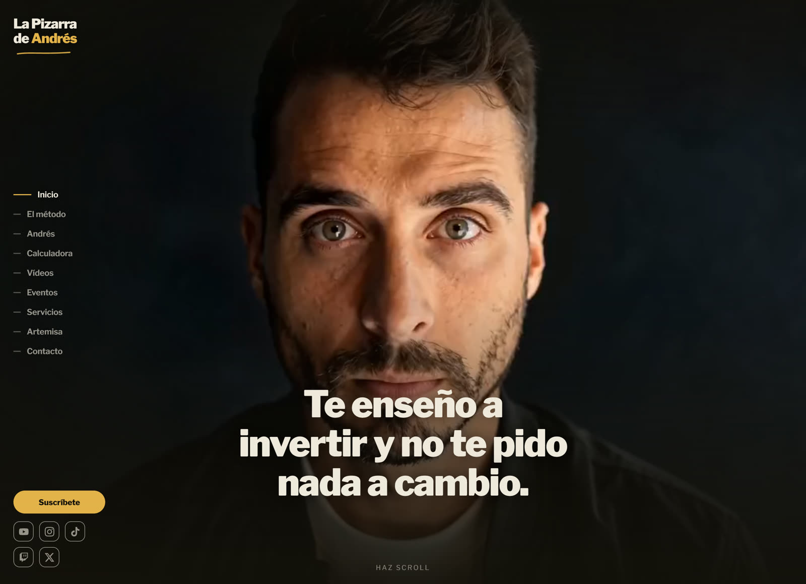 Portada de la web de La Pizarra de Andrés