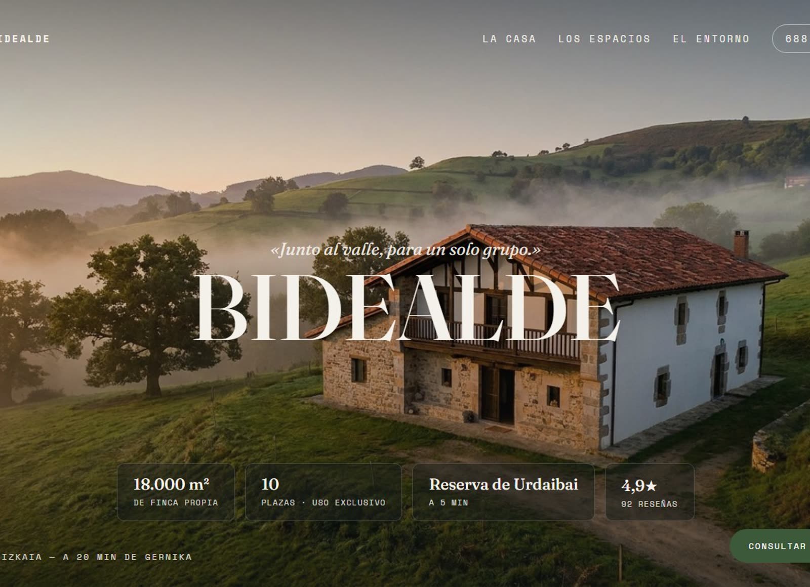 Portada de la web de Bidealde